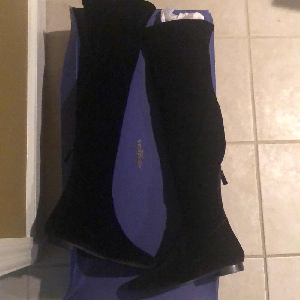Aquazzura “All I Need” OTK Black Velvet Boot. size 37.5